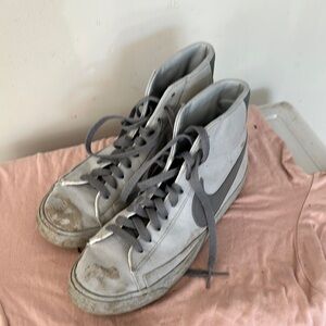 Gray and White High-Top Sneakers